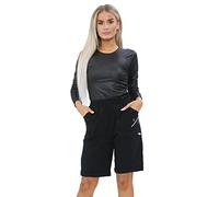Womens Cherry Berry Shorts - Ladies Plain Capri Length Stretch Fit Pull On Elasticated Waist Summer Crop hot Pants Short Pants Plus Size UK 10-20 (Black, 16)