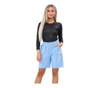Womens Cherry Berry Shorts - Ladies Plain Capri Length Stretch Fit Pull On Elasticated Waist Summer Crop hot Pants Short Pants Plus Size UK 10-20 (UK, Numeric, 18, Regular, Regular, Sky Blue)