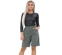 Womens Cherry Berry Shorts - Ladies Plain Capri Length Stretch Fit Pull On Elasticated Waist Summer Crop hot Pants Short Pants Plus Size UK 10-20 (Khaki, 18)