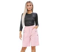 Womens Cherry Berry Shorts - Ladies Plain Capri Length Stretch Fit Pull On Elasticated Waist Summer Crop hot Pants Short Pants Plus Size UK 10-20 (Baby Pink, 10)