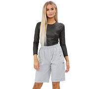 Womens Cherry Berry Shorts - Ladies Plain Capri Length Stretch Fit Pull On Elasticated Waist Summer Crop hot Pants Short Pants Plus Size UK 10-20 (Grey, 14)