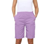 Women's Cherry Berry Shorts - Ladies Plain Stretch Fit Pull On Elasticated Waist Summer Short Pants Plus Size UK 10-24 | Casual Thigh-Length Trousers for Women UK with Zipper Pockets Lilac