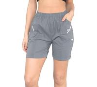 Women's Cherry Berry Shorts - Ladies Plain Stretch Fit Pull On Elasticated Waist Summer Short Pants Plus Size UK 10-24 | Casual Thigh-Length Trousers for Women UK with Zipper Pockets Grey