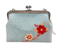 Women's Cherry Blossom Embroidered Kiss-Lock Clutch Evening Bag