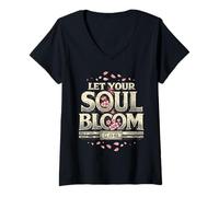 Women's Cherry Blossoms Sakura Let Your Soul Bloom V-Neck T-Shirt