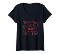 Women's Cherry Mon Cheri Paris Hen Night V-Neck T-Shirt