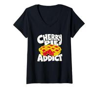 Women's Cherry Pie Lover Retro Graphic V-Neck T-Shirt
