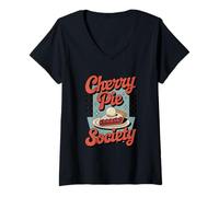 Womens Cherry Pie Society Vintage Dessert Club V-Neck T-Shirt