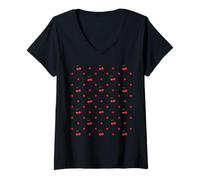 Women's Cherry Polka Dot Pattern - Cute Retro Red Print Design V-Neck T-Shirt