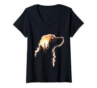 Womens Chesapeake-Bay-Retriever Dog Animal Nature Forest Art V-Neck T-Shirt