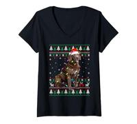 Womens Chesapeake Bay Retriever Dog Christmas Ugly Sweater Dog Xmas V-Neck T-Shirt
