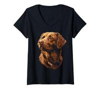 Womens Chesapeake Bay Retriever Dog Graphic Pet Artwork V-Neck T-Shirt