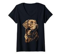 Womens Chesapeake Bay Retriever Dog Motif Pet Illustration V-Neck T-Shirt