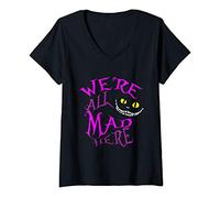 Womens Cheshire Cat - We're All Mad Here V-Neck T-Shirt