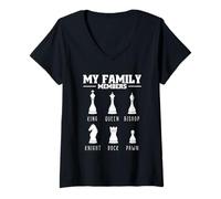 Womens Chess Characters Fun Tee Chess Board Family Members V-Neck T-Shirt
