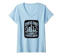 Women's Chess Dad Always 3 Moves Ahead Strategy Master V-Neck T-Shirt