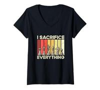 Womens Chess I Sacrifice Everything Funny Checkerboard Player Joke V-Neck T-Shirt