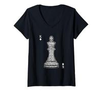 Women's Chess King Strategy Typography T- Shirt for Thinkers Apparel V-Neck T-Shirt