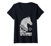 Womens Chess Lover Knight Horse Head Change Fate of Kings V-Neck T-Shirt
