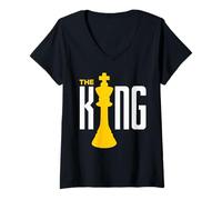 Women's Chess Piece The King Halloween Matching Costume V-Neck T-Shirt