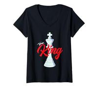 Women's Chess Piece The King Halloween Matching Costume V-Neck T-Shirt