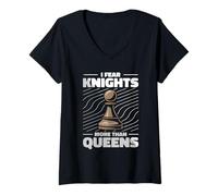 Womens Chess Player Souvenir Pawn Knight Character Fun Tee Chessmen V-Neck T-Shirt
