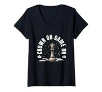 Womens Chess Player Souvenir - Queen Character Crown Chessmen V-Neck T-Shirt
