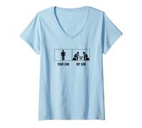 Women's Chess Player Your Son My Son Dad Mom Funny Chess V-Neck T-Shirt