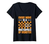 Womens Chess Tournament Souvenir - Fun Tee Chess Board Game V-Neck T-Shirt