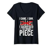 Womens Chess Tournament Souvenir - Fun Tee Chess Board Game V-Neck T-Shirt