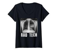 Womens Chest X-ray US Flag Patriotic Radiology Technician V-Neck T-Shirt