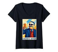 Womens Chester A. Arthur Portrait V-Neck T-Shirt