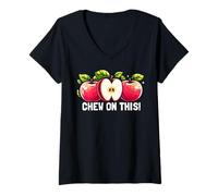 Womens Chew on This Apple V-Neck T-Shirt