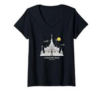 Womens Chiang Rai White Temple Thailand Guide Product V-Neck T-Shirt