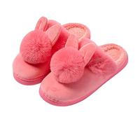 Women's Chic Closed Slippers Fur Lined Big Slippers Warm Winter Slippers Funny Slippers Solid Colour Indoor Slippers Rabbit Soft and Company, Watermelon Red, 9 UK