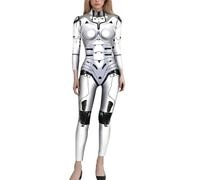 Women's Chic Evening Jumpsuit 3D Printed Full Body Jumpsuit with Zip Back Ideal Halloween and Representing a Skeleton Robot