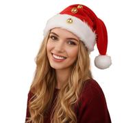 Women's Chic Hat Disco Beret Long Festive Santa Claus with Bells for Original Costume at the End of the Year