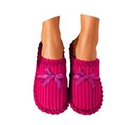 Women's Chic Slippers Pair Matching Ribbed Velvet Cozy Warm Slip On Indoor Home Lounge Winter
