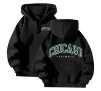 Women's Chicago Backwoods Hoodies Y2K Zipper Sports with Hood Pullover Hoodies Country Loose Fit Casual Hooded Clothes Vintage Comfort Western Trendy University 2025 Graphic Womens Black