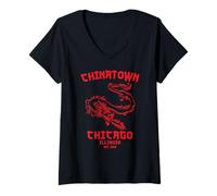 Women's Chicago Chinatown Illinois Chinese American Loop South Side V-Neck T-Shirt