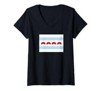 Women's Chicago Flag with Bean Cloud gate Stars V-Neck T-Shirt