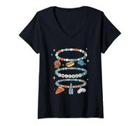 Womens Chicago Friendship Bracelet Stack Wind City Design V-Neck T-Shirt