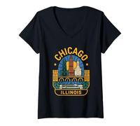 Women's Chicago Illinois USA Born Bred V-Neck T-Shirt