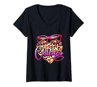 Womens Chicago Leopard Heart Pink Sunglasses Stylish Women Fashion V-Neck T-Shirt