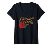 Womens Chicana Pride Mexicana Mexico Flag Bonita Latina Raza Migra V-Neck T-Shirt