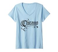 Women's Chicano Mexican Dad Men Mexico Latino Pride Hispanic Brown V-Neck T-Shirt