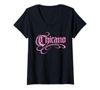 Women's Chicano Mexican Dad Men Mexico Latino Pride Hispanic Pink V-Neck T-Shirt
