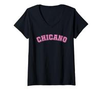 Women's Chicano Mexican Dad Men Mexico Latino Pride Hispanic Pink V-Neck T-Shirt
