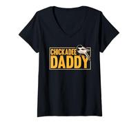 Women's Chickadee Daddy Biologist Bird Lover Bird Watcher V-Neck T-Shirt
