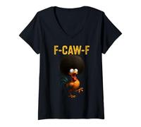 Womens Chicken Afro Women Funny Caw African American Latina Black V-Neck T-Shirt